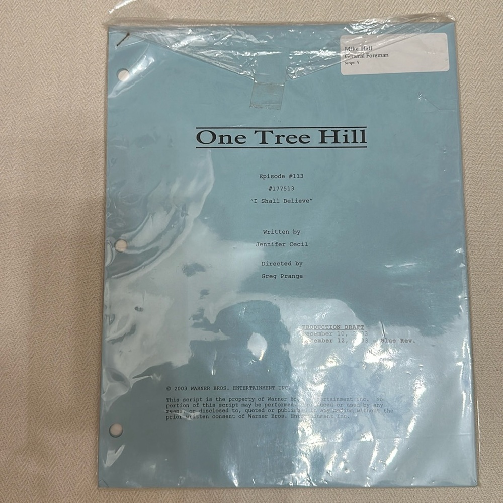 One Tree Hill Original Script